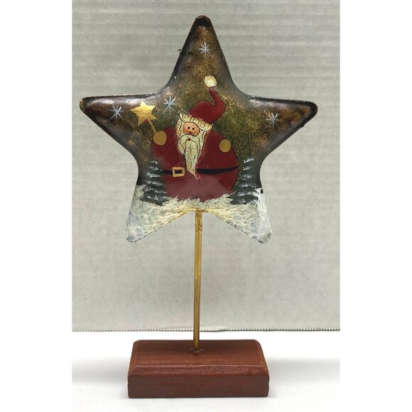 Santa Claus Star Wand Christmas Tabletop Decor Folk Art Country Rustic - Picture 5 of 7